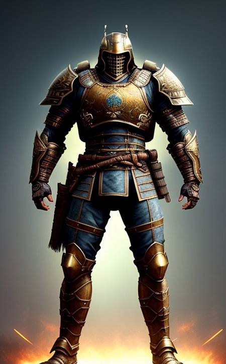 samurai in the armor, (dark shot:1.17), epic realistic, faded, ((neutral colors)), art, (hdr:1.5), (muted colors:1.2), hyperdetailed, (artstation:1.5), cinematic, warm lights, dramatic light, (intricate details:1.1), complex background, (rutkowski:0.8), (teal and orange:0.4),((full body:1.9)), by Blizzard entertainment, (massive armor), big armor, large samurai armor:1.9, wearing samurai helmet, low light, facing camera, big muscles, muscled body, badass, badass style, steam punk, lot of details, detailed armor, large shoulders, large arms, large, limbs, half side portrait, darck background, night time