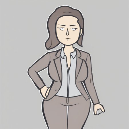 woman big breasts cartoon style outlines flat colors