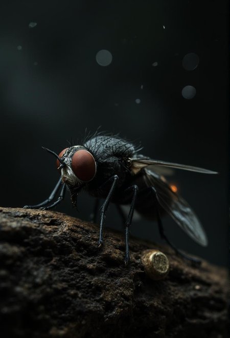 <lora:Dark_Fantasy_Anime-000021.safetensors:1> Dimly lit mysterious, from the shadows. exuding dark opulence. The atmosphere is heavy with ancient knowledge, and softly glowing orbs flicker.
A stunning close-up of a delicate fly perched on a textured wood surface, showcasing the intricate details of its furry face, expressive eyes, and translucent wings. The wooden background features swirling patterns evoking human turmoil, while the fly's body is a testament to nature's complexity. The image is ideal for nature enthusiasts and macro photography aficionados.