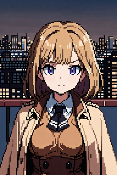 1girl, masterpiece, Amelia Watson, city background, upperbody  <lora:AziibPixelArtXL_Anime:0.8>