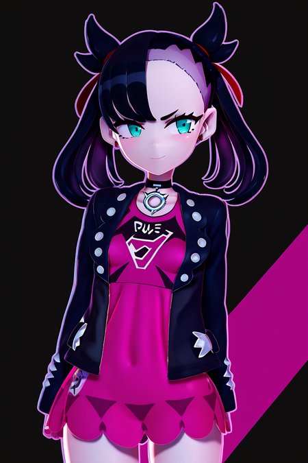 score_9, score_8_up, score_8, medium breasts, (curvy), cute, eyelashes,       BREAK, , BREAK, zzMarnie, aqua eyes, black choker, red ribbon, pink dress, jewelry, black jacket, open clothes, long sleeves, <lora:MarnieP3:0.8>,, <lora:Zy0n7_PDXL:1.0>, , BREAK,  smile, looking at viewer, cowboy shot,  embedding:zPDXL, Expressiveh, <lora:SDXLFaeTastic2400:0.5>,  <lora:Expressive_H-000001:0.4>,
