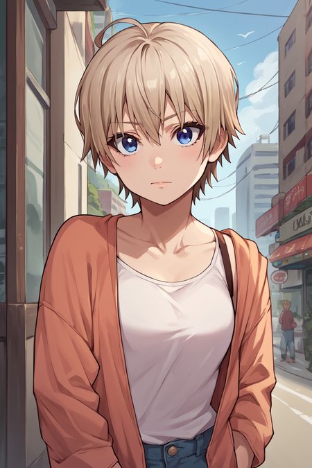 score_9, score_8_up, score_7_up, source_anime BREAK 1girl, solo, <lora:gakkou_miki:1>, gakkou_miki, casual fashion, short hair, blue eyes, bangs, looking at you, city
