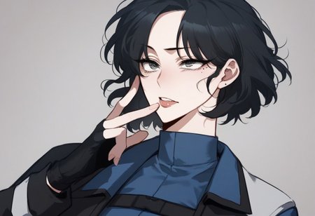 score_9, score_8_up, score_7_up, score_6_up, source_anime, 2d, 
1girl, HanSooyoung, grey eyes, black hair, short hair, mole under eye, fingerless gloves, later stage uniform