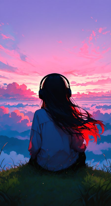 masterpiece, best quality, good quality, very awa, very aesthetic, absurdres, newest, 1girl, solo, very long hair, shirt, black hair, long sleeves, sitting, white shirt, outdoors, sky, cloud, from behind, headphones, grass, cloudy sky, scenery, sunset, facing away, twilight, evening, gradient sky, purple sky, red sky, pink sky,
Sitting on the top of the mountain, looking at the sea of ââclouds,wind, backlit, sunset, backlighting <lora:NOOB_vp1_detailer_by_volnovik_v1:0.35> <lora:noobai_ep11_stabilizer_v0.138_fp16:0.5> <lora:ponyv6_noobV1_2_adamW-000017:0.7> <lora:745cmSDXLvpred75S:0.45> <lora:backlitILL:0.45> <lora:96YOTTEA-WAI:0.4>