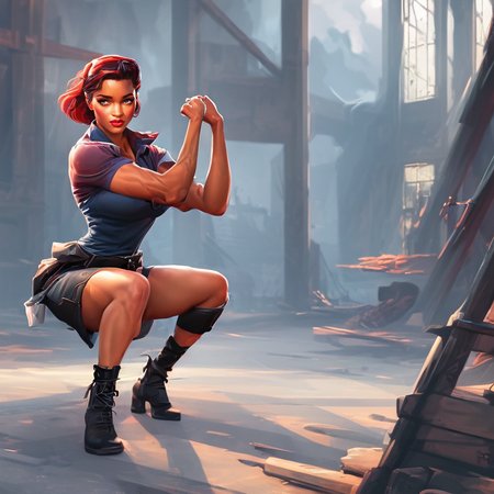 Rhianna flexing Rosie the Riveter pinup in a 1942 factory

SCG768-Euphoria