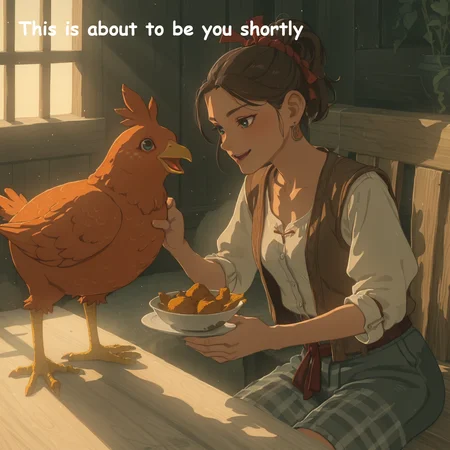 score_9,score_8_up,score_7_up,rating_safe,1girl,chicken,<lora:botw_style:1>,