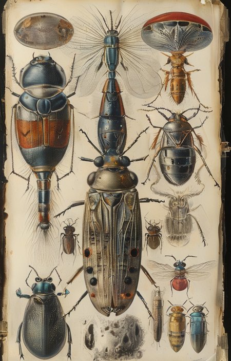 masterpiece,best quality,<lora:tbh248-sdxl:0.8>,illustration,style of Micrographia,cell:1.5,Microscopic compound eye,