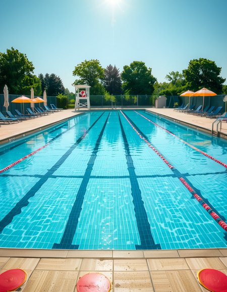 A large public swimming pool on a sunny day, completely empty of people. The clear blue water is still, reflecting the bright sky. Sunlight creates shimmering patterns on the tiled pool floor. The pool deck is lined with neatly arranged lounge chairs and colorful umbrellas. A lifeguard chair stands vacant at the poolside. Surrounding the area, lush green trees and well-maintained landscaping add a sense of tranquility. The atmosphere is calm and serene, with no movement except for the gentle ripples in the water.
<lora:SDXLFaeTastic2400:0.4> <lora:extremely_detailed:0.4> extremely detailed, <lora:public_swimming_p00l:1>,public swimming p00l, Masterpiece,best quality,hi res,8k,hi res,8k,award winning,(sharp focus, intricate, highly detailed),