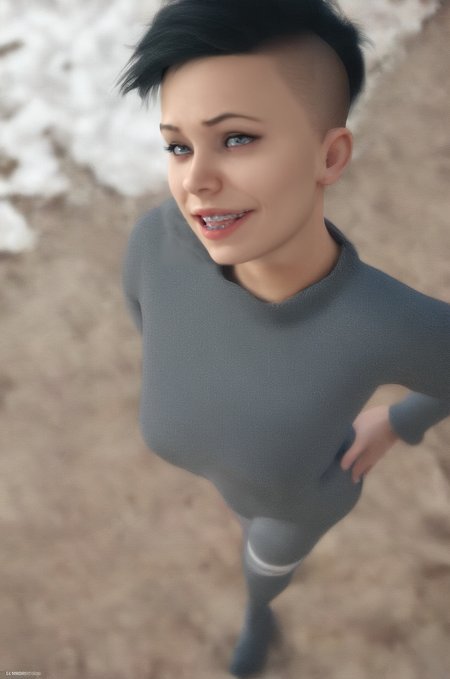 score_9, score_8_up, score_7_up, score_6, score_5, score_4, source_cartoon, realistic,1girl, looking at viewer, 3d, <lora:adventurewitcheswould:0.8> <lora:2000s_Indie_Sleaze:.0.4> 445l34z3, 445l34z3advert thighhighs 25 yearold 1girl, undercut pixie, black hair, close-up, One hand on hip, displaying attitude trim,from above rating_safe vintage, woods high contrast, skinny open mouth, <lora:Brace_Faceddddd:1> br4c3f4c3,, teeth,