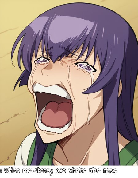 score_9, score_8_up, score_7_up, source_anime, <lora:saeko-busujima-ponyxl-lora-nochekaiser:1>, saeko busujima, long hair, purple hair, purple eyes, hair between eyes, large breasts,, <lora:chopper-crying-ponyxl-lora-nochekaiser:1> chopper crying, chopper crying (meme), meme, wavy eyes, crying, tears, teeth, open mouth, tongue,, ,