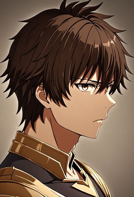 high resolution, solo, best quality, 1Boy, Seiya Kanie, Brownish Hair, portraits, looking at viewer, focused gaze forward, upper body, head upright, neutral expresion, OverallDetail