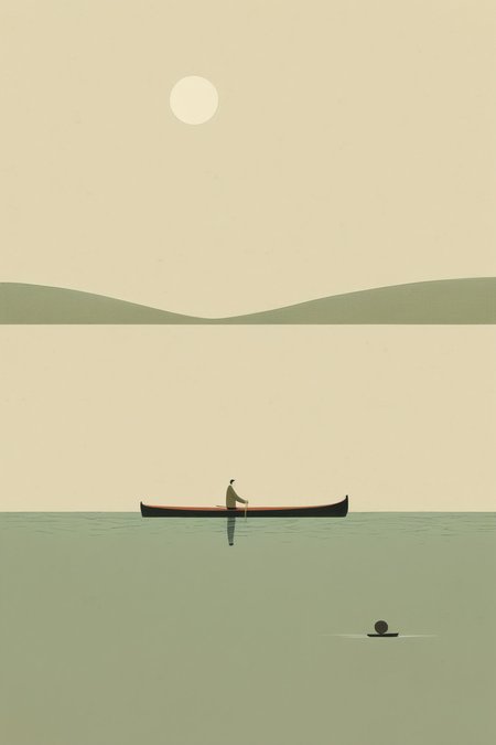 <lora:Alessandro Gottardo style:1>Alessandro Gottardo style - man rowing a boat across the water