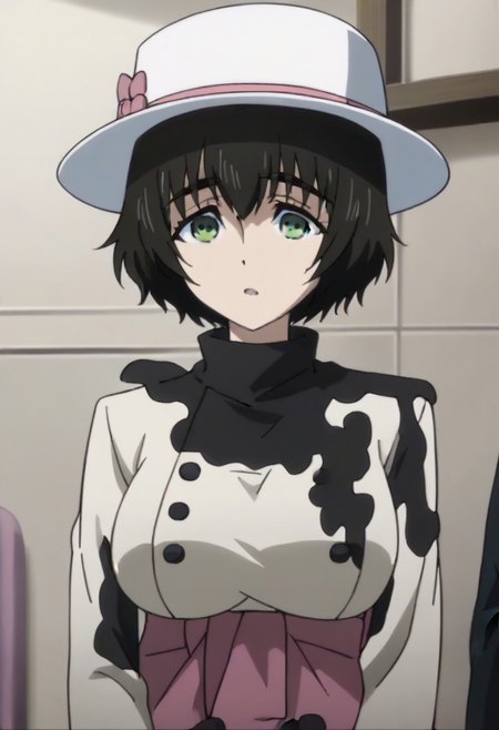 source_anime, official anime artwork, screencap, anime screencap, best quality, <lora:Mayuri_Shiina:1>solo girl, green eyes, thick eyebrows, Mayuri coat, white headwear, ,,,,,,,,,,,,,,,,,anime coloring, anime screencap, 1girl,Solo ,, anime,PUFFY nipple,huge breasts,,,official art, Uncensored ,Unedited ,,,,,,,,,,,,,,