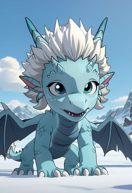 Score_9, Score_8, Score_7, TDPStyle, Zym, Blue Dragon, White Hair, Baby Dragon, Baby Zym