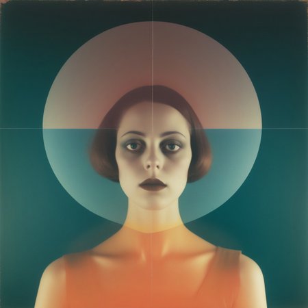 solargram effect, portrait of a person, avant-garde editorial cover inspired by dazed magazine, diffused soft light, film grain, mixed media screen print inspired by Hannah Höch, mark rothko,Guy Bourdin,hyper detailed