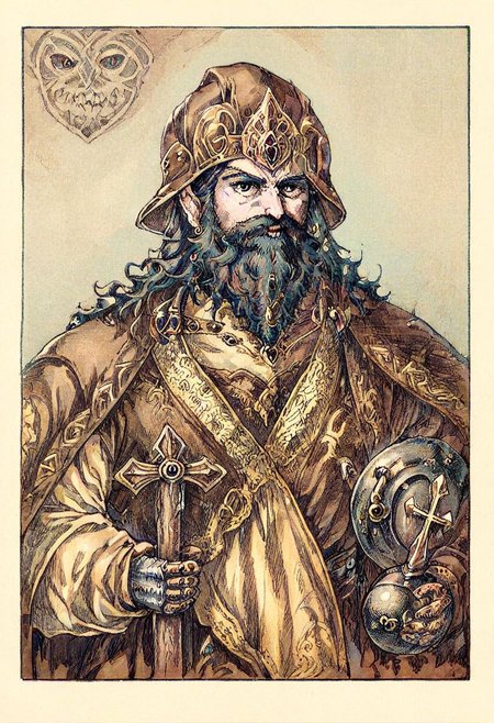 rpg character portrait, male dwarf, long braided beard, long sleeve shirt, leather armor