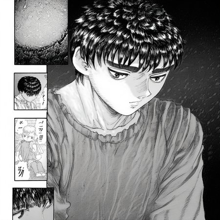 griffith_manga 1boy solo sad dark room
