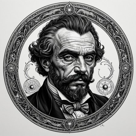 Finely detailed vector illustration, aristocrate, portrait, ultra realistic quality, circle symbols,white background, oil painting, hyperdetailed, intricately detailed, fantastical, intricate detail, fantasy concept art, 8k resolution, masterpiece, charcoal painting, light strokes,