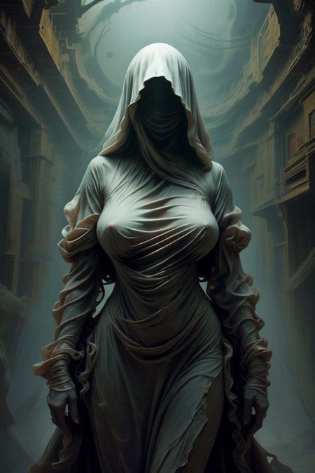 masterpiece,hyperrealism,photorealistic,high details,8K,best quality,amazing body,at distance,full length shot,posing,flirting,(playful gaze, smirking:1.05),seductive,<lora:g0s1 - Ghost:0.8>,g0s1,faceless,long sleeves,no humans,torn fabric,sleeves past wrists,sleeves past fingers,empty,hollow,(invisible breasts:1.2),(invisible hands:1.2),large breasts,wide hips,outdoors,cleavage,covered nipples,nipples,
<lora:Concept_-_Hella-sthetic_v2:0.7>,, intricate, elegant, highly detailed, symmetry, magical atmosphere, sharp focus, majestic, very coherent, radiant, advanced, cinematic, artistic, fine detail, winning, beautiful, stunning, dramatic light, designed, rich deep colors, perfect professional background, ambient, tailored set composition