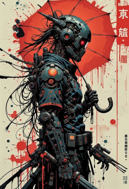 dead stranding art,by Yoji Shinkawa,  futuristic context backgrounds, dark colors, (dutch angle:0.2), neo abstract, explosive brush strokes, vibrant color splashes, gestural marks, emotional intensity, chaotic energy –style raw, silhouette  the character Fragile, futuristic umbrella