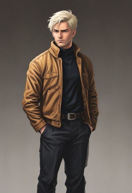 detailxl, high quality, artistic-strokes-style,
(dark artistic blank background:1.3)
(half body shot, looking at viewer, angry, dark:1.4),
(digital-painting, eye contact, looking at viewer, source_anime, traditional art, lineart, DC, man, (blonde hair), short beard, hard eyes, hard face, muscle man, attractive face, rating_safe, zPDXL, sci-fi, space, full body, scars over forhead, future clothing, thick sifi armor, brown sifi cloak cowboy, outlaw, brown cowboy hat, cybernetic eyebach, black pants, rain:1.8),