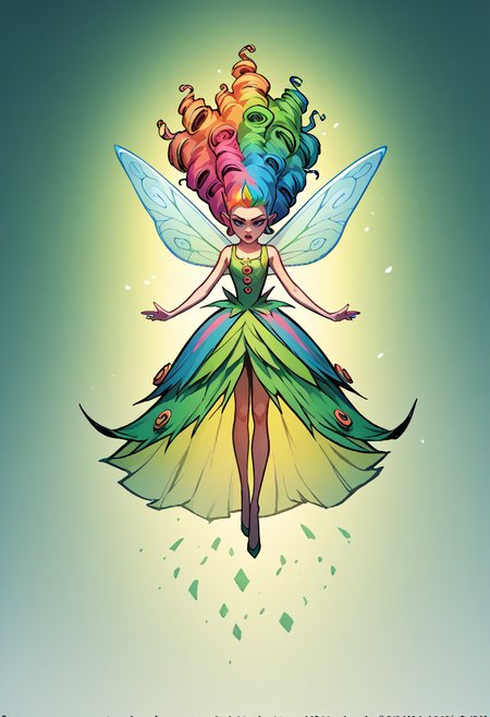 score_9, score_8_up, score_7_up, masterpiece, best quality, 1girl, fairy, floating dress, long multicolored hair, intricate details, ultra sharp, Exquisite detail, flawless composition, vivid colors, masterpiece, <lora:sk0tt13yXLP:1> sk0tt13y, insanity, Candyland