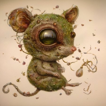 <lora:SDXL_Style_by_Naoto_Hattori_Sa_May_V4:1> Style by Naoto Hattori a green mouse