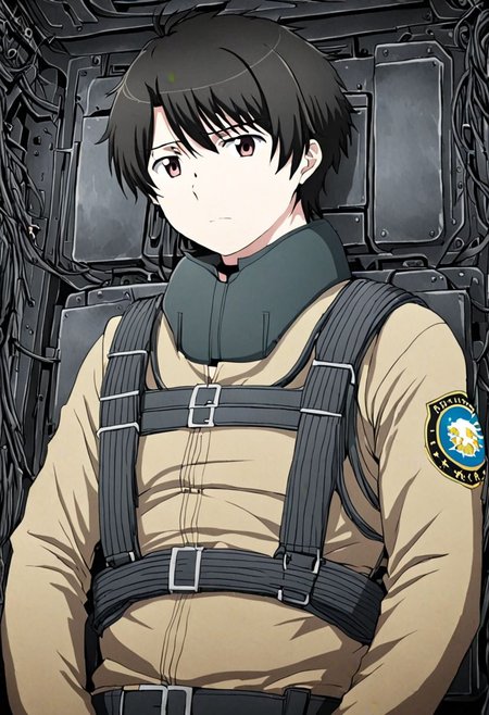high resolution, solo, best quality, 1Boy, Inaho Kaizuka, Black Hair, military, OverallDetail