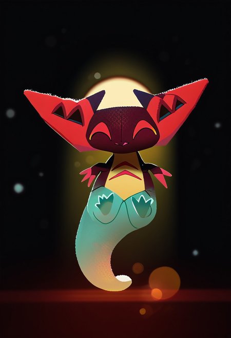 score_9, score_8_up, score_7_up, 
full body, (floating:1.1), solo, (dragon:0.5),
Dragapult, pokemon \(creature\), multicolored skin, (red wings:1.1), red claws, 
pikaole, bokeh, cute, plushify,