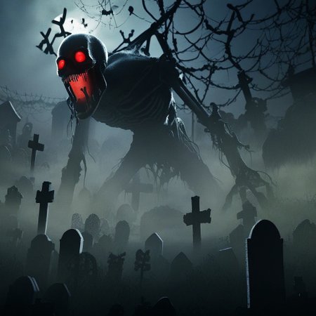 source_anime, source_game, score_9, score_7_up, (CR33P1NGF0G, fog), Scream_(movie), (ghostface), fog, dark, night, haze, 1man, skeletal, long jaw, sharp teeth, ooze, slime, scenery, cemetary, open grave, dirt, headstones, monolith, graveyard, tomgbstone, monster, red eyes, glowing, detailed, the_witcher_3 , detailed background, (halloween)