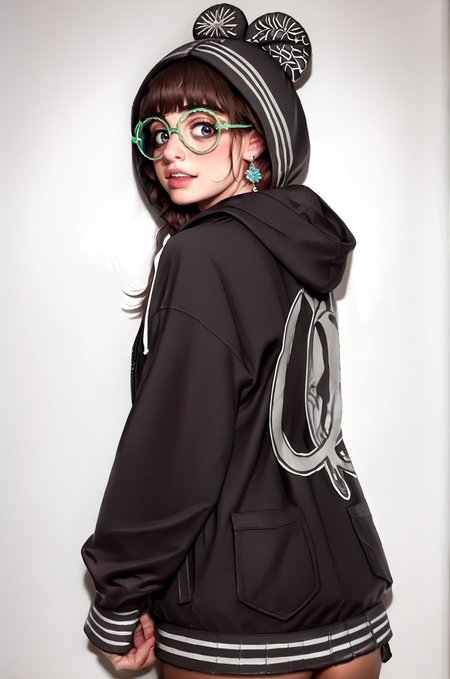score_9, score_8_up, score_7_up, score_6, score_5, score_4, source_cartoon, realistic, rating_questionable , holding,open clothes,looking backhoodie, no bra 1girl, koseki bijou, hololive, Dolores Madrigal, 22 yearold woman, <lora:Braces_Only:1> br4c3f4c3,)from behind, looking back, plump (<lora:2000s_Indie_Sleaze:1>445l34z3 <lora:MoriiMee_Gothic_Niji_Style.Pony.LoRA:.65><lora:ttokgirls:0.45> t1kt0k50ld,)