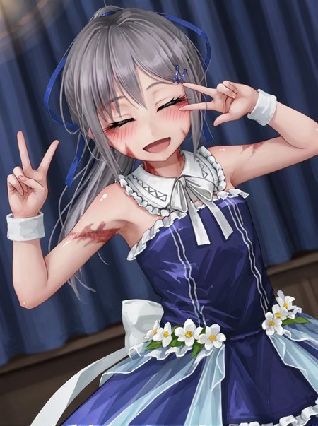 detailed background, shiny skin, rating safe,
<lora:sylvie.pony:1.0>,
sylvie,
idol costume, idol outfit,
stage, stage light, dancing,
closed eyes, v, w, looking at viewer, open mouth, smile,