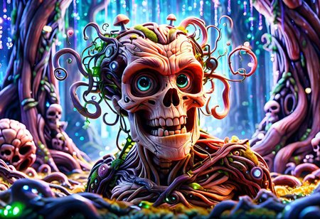 Lovely 3d old man with a smilecybernetic style Ultimate fusion of technology and allure, Cosmic Cyber Warrior. Embodying the creative genius of Jovana Rikalo, Brandon Woelfel, and Ross Tran, spectacular cosmic landscapes fraught with otherworldly conflict. Shimmering cables course beneath her translucent epidermis, connecting to powerful vertebrae that support a resplendent skull adorned with cascading neon undercut locks. Mysterious constellations twinkle ominously overhead, casting eerie shadows on the ground below. This masterpiece encapsulates the quintessential essence of science fiction, presenting a highly detailed exploration of extraterrestrial themes guaranteed to captivate audiences worldwide. . futuristic, technological, cybernetic enhancements, robotics, artificial intelligence themes,  8k picsmade of ral-mythfrst <lora:ral-mytfrst:1>