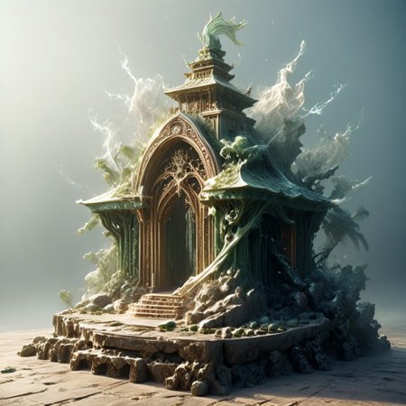 8k,hi res,(surreal,score_9, score_8_up, score_7_up, score_6_up),realistic analog photo, award winning photo,magnificent, celestial, ethereal, painterly, epic, majestic, magical, fantasy art ,((The Elven style:1.5)),((Elven Tower,Pagoda)),(((a tall green transparent jade arched fairy-tale elven tower decorated with golden mythical creatures statues and shining with magical light, where magical runes seem to be perfectly intertwined with the archetecture of the tower))), where natural elements run amok (((the power of the storm, the power of lightning, the power of fire))) ((beautiful ancient fairy garden of emerald jade runestones)),(realistic detailed background),<lora:glowneon_xl_v1:0.75> glowneon,STX&ChrisHrrFrstF, <lora:Tempest_Magic_-_XL_Grimoire:1>, tempestmagic