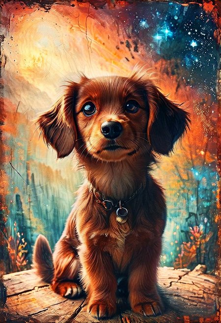 She ate a hearty breakfast, and watched a wee Munchkin baby, who played with Toto and pulled his tail and crowed and laughed in a way that greatly amused Dorothy. Toto was a fine curiosity to all the people, for they had never seen a dog before. <lora Dreamyvibes Artstyle:0.8>