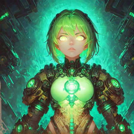 score_9, score_8_up, score_7_up,
 <lora:nuclearhazard_Pony:0.8>nuclearhazard,
girl,solo,,see-trought clothes,glowing eyes,short glowing bright green hair,front view,simetric,eye focus