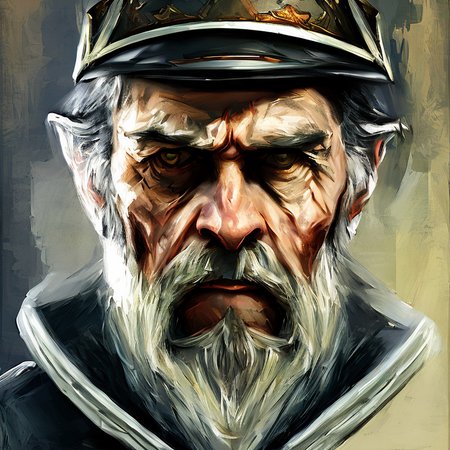 headshot portrait painting of a sad old sailor, (sideburns),  art by thishonor, dramatic lighting
