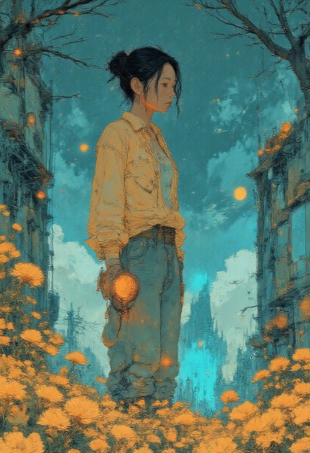 A vibrant and cozy anime-style illustration depicting a young man sitting on a comfortable yellow sofa in a warmly lit living room. The composition is intimate, capturing a three-quarter view of the man as he plays a vintage red accordion. his posture is relaxed yet focused, his gaze slightly tilted, reflecting a serene and contemplative mood. 
The man has short, tousled pastel pink hair with soft bangs that frame his face, complementing his pale complexion. His outfit is casual,  revealing his shoulders, and light denim shorts. The minimalistic attire highlights his relaxed and artistic demeanor. 
The background showcases a charming and eclectic living space filled with bookshelves, potted plants, and decorative knick-knacks. A small white cat rests beside his on the sofa, adding warmth and a sense of companionship to the scene. The lower portion of the image includes a coffee table adorned with a cup of tea, a plate of strawberry-topped pastries, scattered notes, and a sketchbook, enhancing the lived-in atmosphere. 
The overall art style blends soft, painterly textures with vibrant pastel colors, giving the scene a warm and inviting aesthetic. The lighting is diffused, with soft natural light streaming in from an unseen window, creating a cozy, late afternoon or early evening ambiance. Shadows and highlights are subtly rendered to emphasize the depth and texture of objects.