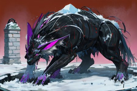 highly insanely detailed, masterpiece, top quality, best quality, highres, 4k, 8k, RAW photo, (very aesthetic, beautiful and aesthetic),  
(rsef style,fevercell style),human_machine_hybrid,energy_auras,vivid_colors,cybernetic_elements,high_contrast,geometric_patterns,gradient_blend,chromatic_aberration,glitch_effects,overlapping_shapes,holographic_effects, 
<lora:rsef-000225:0>, 
(1girl:1.3), 
1other, 
, 
(dark_skin,tan_skin,tanned skin,dark skin,dark-skinned,black-skinned,bronze skin,bronzed skin,cinematic Bronze tan tanning skin tone:1.1), 
long hair,swept bangs,box braids,Messy Side Swept Hair,hair ornament,hairpods, 
, 
(kyoto,japan,cherry_blossom,spring,hanami),ice_brick_house,ice_furniture,(snowylandscape,snowy landscape:1.2),fur_covering,frozen_artifacts,glowing_firepit,animal_tracks_in_snow,transparent_ice_bricks,spring,day,pure red background,pure purple background,pure orange background,(colored mosaic background), 
,âââ