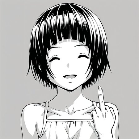score_9, score_8_up, score_7_up, score_6_up, score_5_up, score_4_up, greyscale, monochrome,
1girl, solo,
KonomiHarukaze_T1V1, short hair, blunt bangs,
sundress, bare shoulders, collarbone,
hand up, middle finger,
facing viewer, smile, closed eyes, open mouth,
portrait, close-up,
<lora:KonomiHarukaze_T1V1_epoch_31:0.85>,