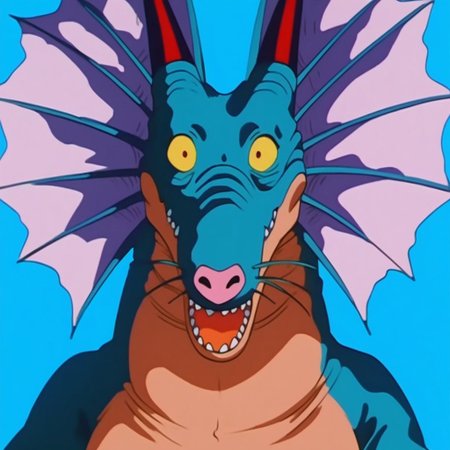score_9, score_8_up, score_7_up, Expressiveh, masterpiece, best quality, highly detailed, realistic, (zPDXL3), 1boy, solo, (NatureShenron, furry, anthro, scalie, dragon, wingless dragon, red horns, flesh whiskers, pink nose, membranous frill, yellow sclera, dark-red eyes, blue body, tan body, two tone body, big belly, close-up, smile, 2 tails, (blue background, simple background, wide eyes), (arms crossed, looking at viewer, open mouth, teeth)