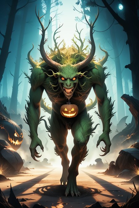 score 9, score 8 up, score 7 up, detailed, realistic, photorealistic, ultra realistic, beautiful aesthetic, high quality details, (best quality:1.4), (masterpiece:1.2), (detailed:1.2), 8K, UHD, highly detailed, BREAK
fantasy monster concept art, a jack o lantern monster with vines for a body walking down a street of nightmares, dynamic lighting, photorealistic, trending on art station, stunning visuals, creative, cinematic, ultra detailed, atmospherical, ambient lighting, scary art <lora:add-detail-xl:0.7>, <lora:xl_more_art-full_v1:0.7>
<lora:EnvyPonyPrettyEyes01:0.75>, detailerlora, <lora:detailer_v5:0.5>