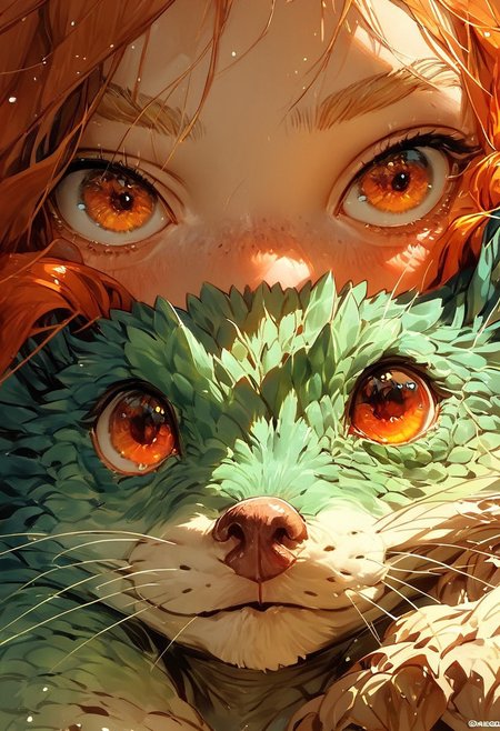 score_9, score_8_up, score_7_up, score_6_up, score_5_up, animalclose-up, no_humans, teal pangolin holding an amber axolotl, rinotuna