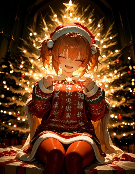 Christmas, dress, red pantyhose ,santa_hat ,Christmas sweater,
1girl, solo,    sunny_milk, soft lighting, happy,
masterpiece, best quality, amazing quality, very aesthetic, absurdres,  newest, (volumetric lighting),
<lora:world_christmassweater:0.5>,<lora:cfg_scale_boost:0.5>, <lora:ponyv5_noobE11_1_adamW:0.5>, <lora:illustrious_noobai_epsilon_pred_1_best_quality_v1:0.5> ,<lora:illustrious_noobai_epsilon_pred_1_masterpieces_v1:0.5> ,<lora:illustrious_noobai_epsilon_pred_11_very_aesthetic_v1:0.5>