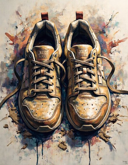 ssf_4bstr4ct painting of a pair of sneakers in mud