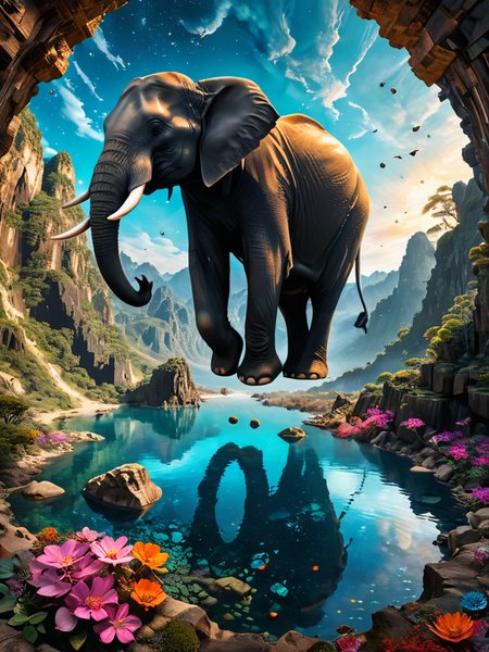 (((Elephants communicate through subsonic frequencies that can move tectonic plates and reshape continents., Soaring ,42. Exoplanet with Bioluminescent Forests,)))
 (((with exaggerated expressions))) With Detachable Lego-like Parts: Build your own fruit! Its segments can be taken apart and reassembled in wacky new configurations., Cinematic Nighttime Cityscapes: Shoot cityscapes at night using long exposures to capture vibrant lights; include reflections in water or glass surfaces for added depth and drama..(dynamic:1.1),sun rays,(taken by 12.5mm fisheye lens:1.1), 
(Vivid, HDR, Canon50, 8K, Hyper Realistic, Dramatic, Epic, Dynamic Contrast, Cinematic Lighting, increased brightness)(((Zoomed Out, Far away Shot))) = =. Epic dynamic lighting , vibrant,highly detailed,psychedelic,((Psychedelic, rainbow glow ))
((Vivid, Epic, Dynamic contrast)) (((Zoomed out, Far away shot, In frame)), (((Cinematic, Studio lighting, Contrast)))
<lora:juggernautXL_version6Rundiffusion:0.8><lora:rundiffusionXL_beta:0.8><lora:epicrealismXL_v5Ultimate:0.8><lora:crystalClearXL_ccxl:0.9><lora:extremely_detailed:0.8> extremely detailed
 <lora:hyperkraximalism:0.6> hyperkraximalism<lora:QuadpipeQp_sdxlV2:0.4> 
<lora:xl_more_art-full_v1:0.2>, - Generate images with sharp edges and fine details.
- Produce high-resolution images with no blurriness or distortions.
- Create images with clear and well-defined subjects.
- Ensure that the output images have crisp lines and distinct features.
- Generate images with vibrant colors and accurate tones.
- Avoid noise or artifacts in the generated images.
- Focus on producing clear textures and patterns in the images.
- Emphasize clarity and definition in all aspects of the generated images.
- Prioritize the sharpness and clarity of the main subjects in the images.
- Optimize the AI model to produce clear and visually appealing images., Wlop, By art germ, Ross tran