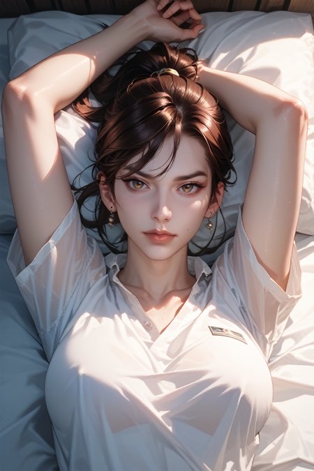 score_9, score_8_up, score_7_up,
<lora:SHAnneCun:0.8>
SHAnneCun, 1girl, brown hair, ponytail, looking at viewer, looking at viewer, laying back, on bed, arms up