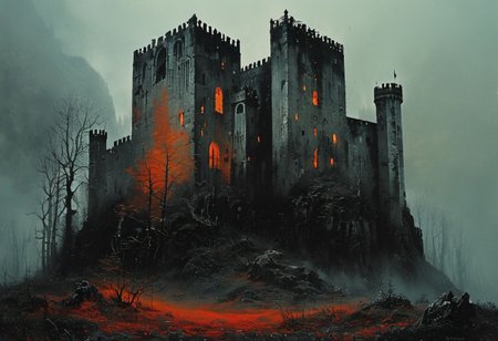 impactful paint of an  horror castle in   a forest   <lora:The_Dark_Side_of_the_Earth:1>,    highly detailed,   8k,   sharp,  professional, clear,   high contrast, high saturated, , vivid deep blacks, crystal clear
