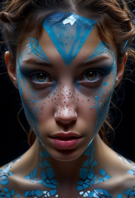 mysterious face with freckles, an exotic girl in tape clothing, fading background, alluring goddess, blacktapeprojekt, by Minjae Lee, Carne Griffiths, Emily Kell, Steve McCurry, Geoffroy Thoorens, Aaron Horkey, Jordan Grimmer, Greg Rutkowski, amazing depth, double exposure, surreal, geometric patterns, intricately detailed, bokeh,  perfect balanced, deep fine borders, artistic photorealism , smooth,  great masterwork by Suiras  <lora:add-detail-xl:2>  <lora:Double_Exposure:0.5>