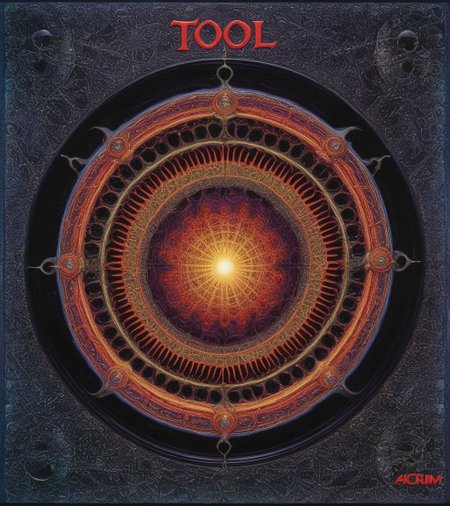 Tool Metal album cover, style by Alex Gray, (write text: "TOOL")